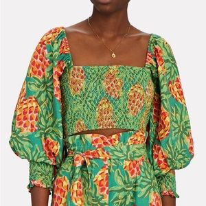 Farm Rio Pineapple Galore Smocked Crop Top